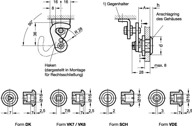HAKEN-VERRIEGELUNG MIT SCHLITZ