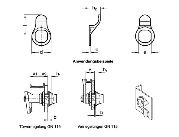 ÖFFNUNGSGRIFF FÜR VERRIEGELUNGEN GN 119