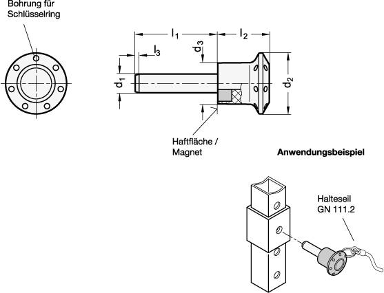 EDELSTAHL-STECKBOLZEN MIT HALTEMAGNET