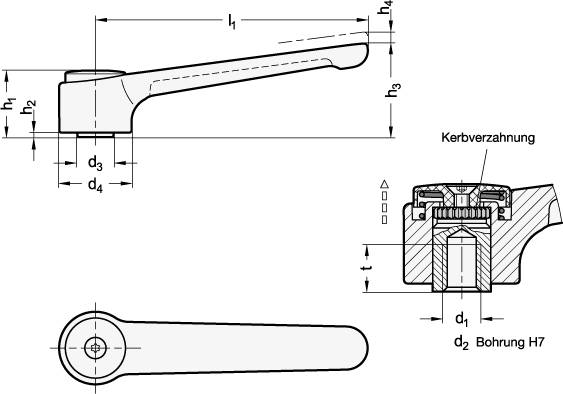 FLACHSPANNHEBEL, SCHWARZ