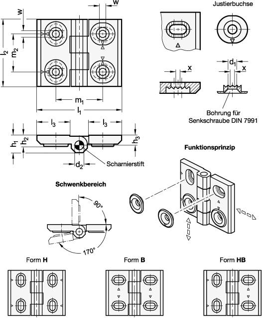 EDELST.-SCHARNIER, BREITENJUSTIERBAR