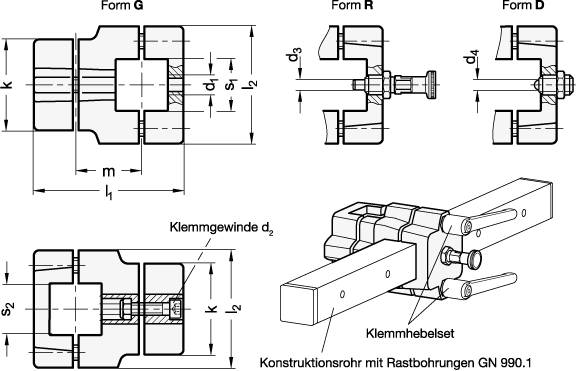 RASTSCHLITTEN MIT REGELGEWINDE, SCHWARZ