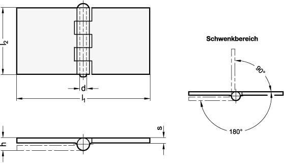 Scharnier zum Anschweißen 60 x 40, Form A - ohne Bohrungen,