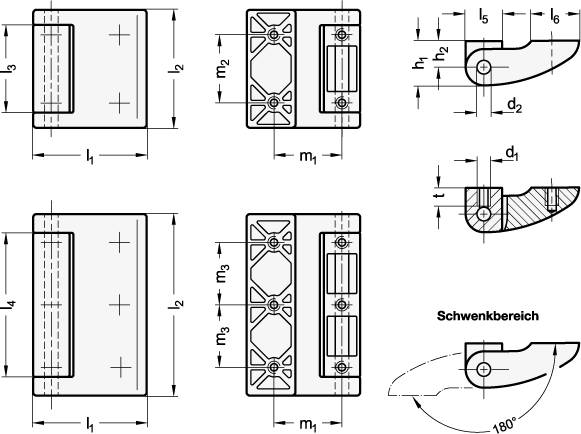 DESIGNSCHARNIER, SCHWARZ KU-BESCHICHTET