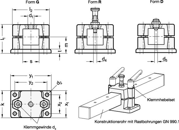 RASTSCHLITTEN MIT RASTBOLZEN, SCHWARZ