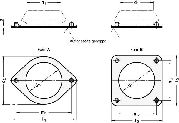 GUMMIUNTERLAGE FÜR MASCHINENFUß