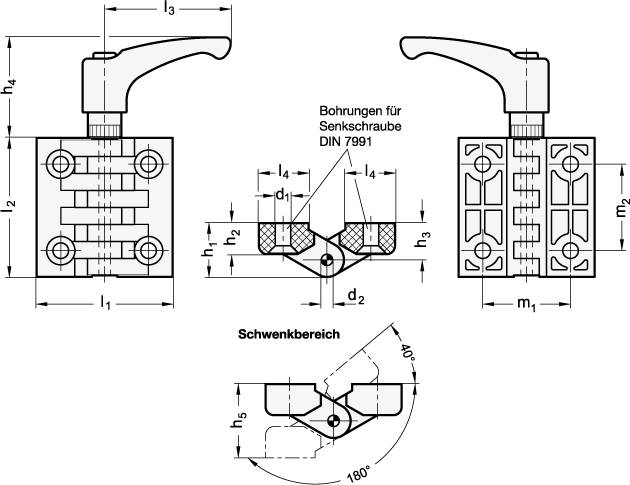 Scharnier 98 x 98, Form C