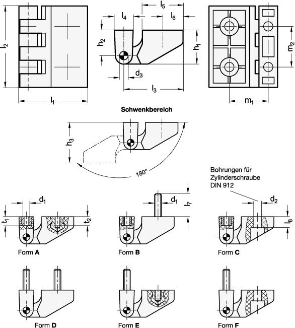 SCHARNIER 2xGEW.SACKLOCH/2xGEWINDESTIFT
