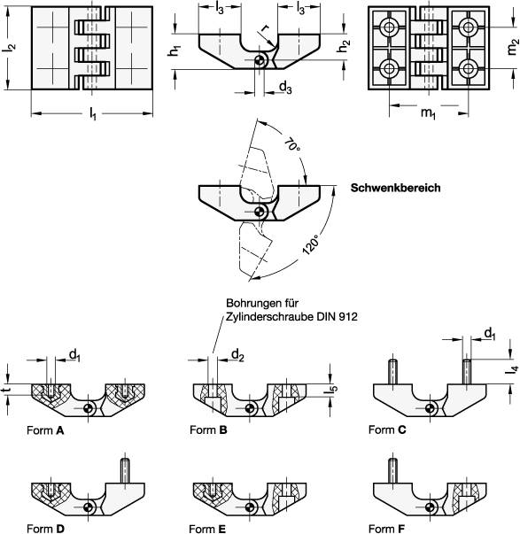 SCHARNIER 2xGEW.SACKLOCH/2xGEWINDESTIFT