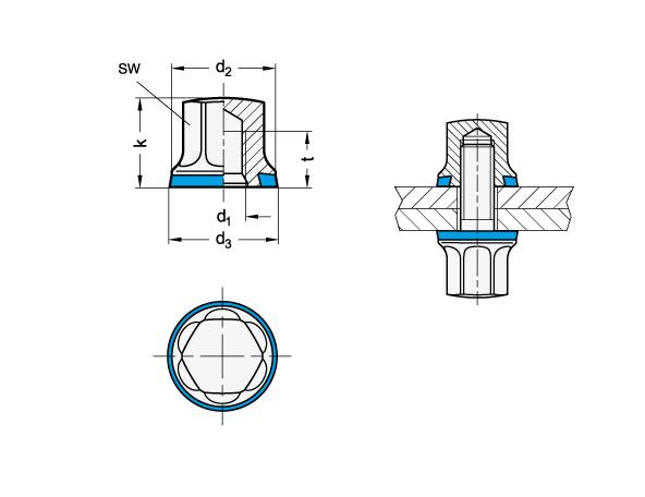 SECHSKANTMUTTER, EPDM, HYGIENIC DESIGN