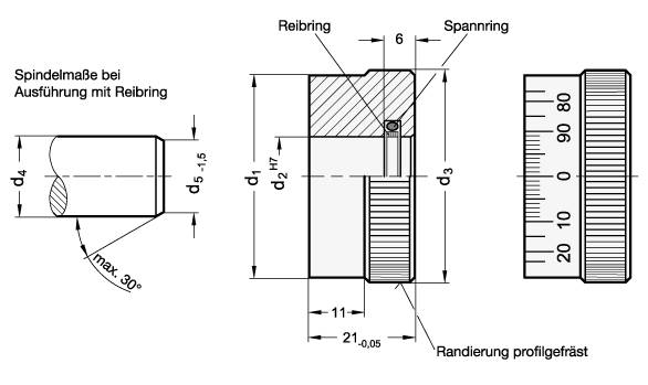 SKALENRING, OHNE REIBRING, MATTVERCHROMT