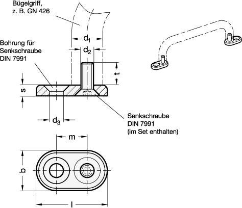 BEFESTIGUNGSPLATTEN-SET (2 PLATTEN/SCHRAUBEN)