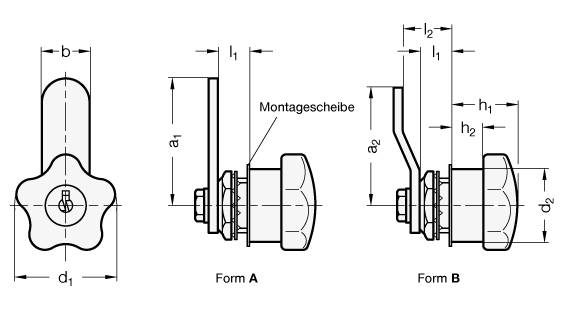 Verriegelung Ø 40 mm, Form A - mit geradem Schließriegel, SR