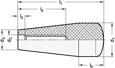 Konusknopf Ø 34 mm x 86 mm, M10, Duroplast