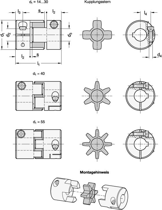 ELASTOMERKUPPLUNG MIT KLEMMNABE