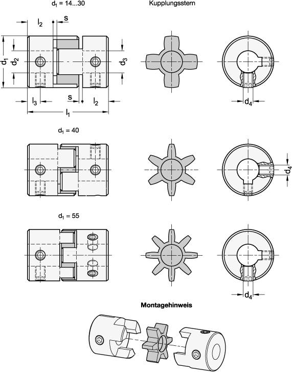 ELASTOMERKUPPLUNG MIT GEWINDESTIFT