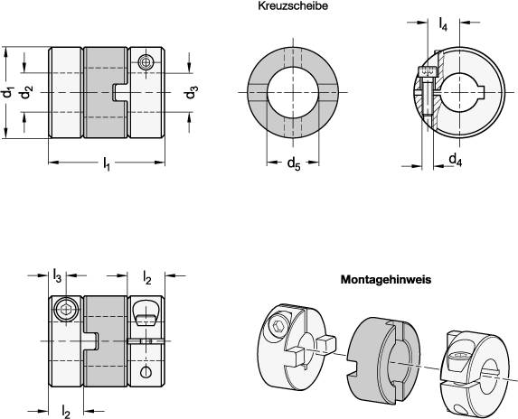 KREUZSCHIEBERKUPPLUNG MIT KLEMMNABE