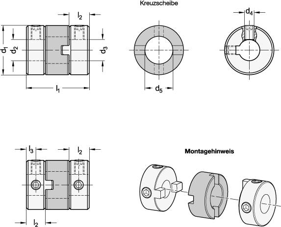 KREUZSCHIEBERKUPPLUNG MIT GEWINDESTIFT