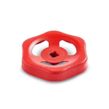 Stahlblech-Handrad Ø 70 mm, Vierkant 7 mm, rot