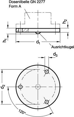 EDELSTAHL-JUSTIERPLATTE FÜR DOSENLIBELLE