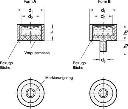 Dosenlibellen 14, farblos, Form A mit glatter Bezugsfläche