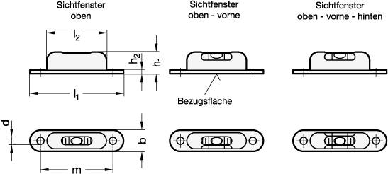 Längslibelle 57 mm, grün transparent, 6 Winkelminuten, 3 - S