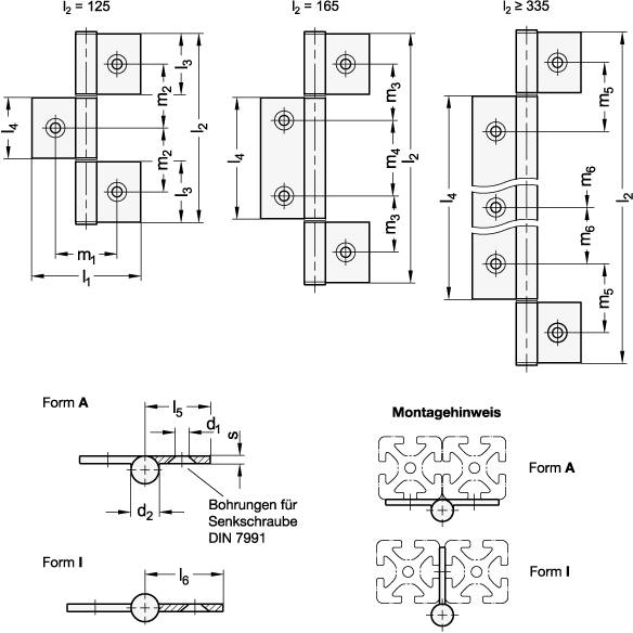 SCHARNIER, DREITEILIG
