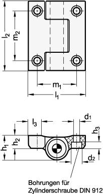 Scharniere 55 x 67, ohne Federrückstellung, Form O - ohne Rü