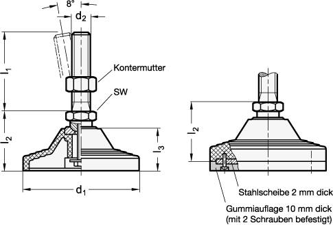 STELLFUSS O.MUTTER, O.GUMMIAUFLAGE