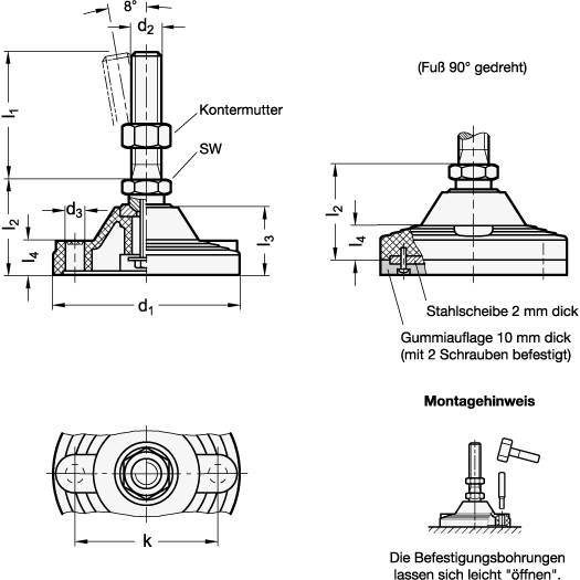 STELLFUSS M.MUTTER, O.GUMMIAUFLAGE