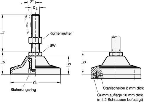 STELLFUSS M.MUTTER, O.GUMMIAUFLAGE