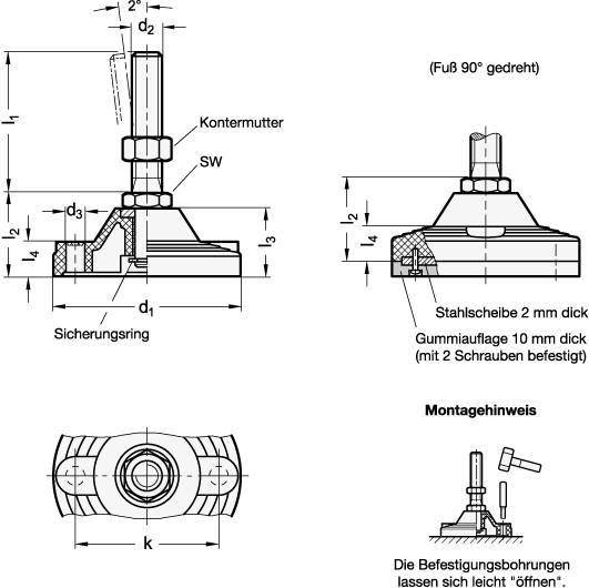 STELLFUSS M.MUTTER, O.GUMMIAUFLAGE