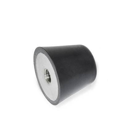 Anschlagpuffer Ø 25 mm mit Innengewinde M6, Kegelstumpfform,