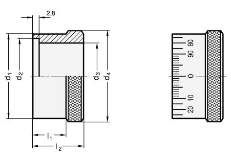 TEILRING MIT STANDARD-SKALA, MATTVERCHROMT