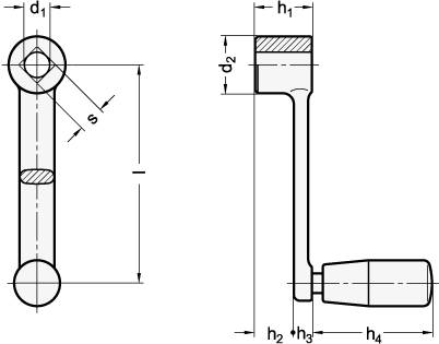 EDELSTAHL-KURBEL MIT DREHB. ZYLINDERGRIFF