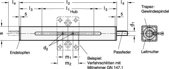 VIERKANT-LINEAREINHEIT STAHL VERCHR. RECHTSGEWINDE