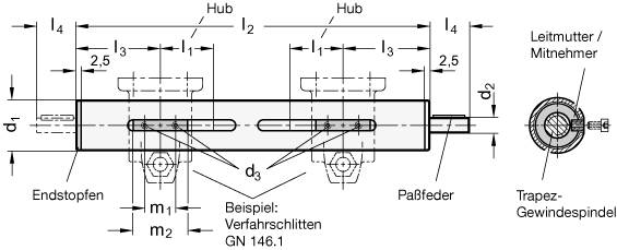 LINEAREINHEIT STAHL VERCHROMT, RE/LI-GEWINDE