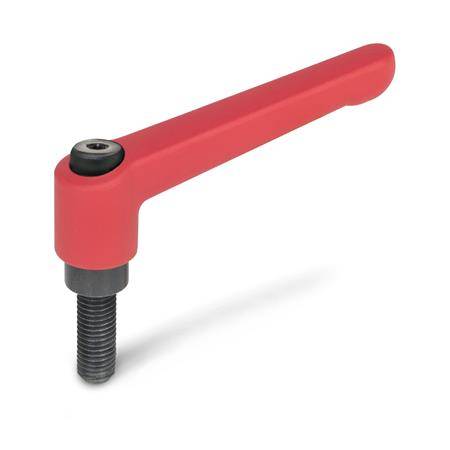 VERSTELLB.KLEMMHEBEL M.SCHRAUBE, ROT