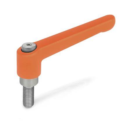 VERSTELLB.KLEMMHEBEL, EDELSTAHL, ORANGE