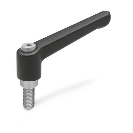 VERSTELLB.KLEMMHEBEL, EDELSTAHL, SCHWARZ