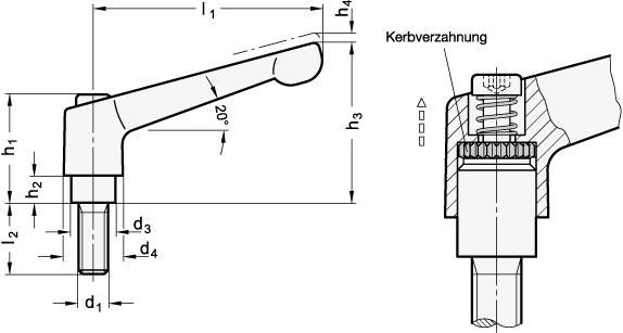 VERST.KLEMMHEBEL M.SCHRAUBE, VERCHROMT
