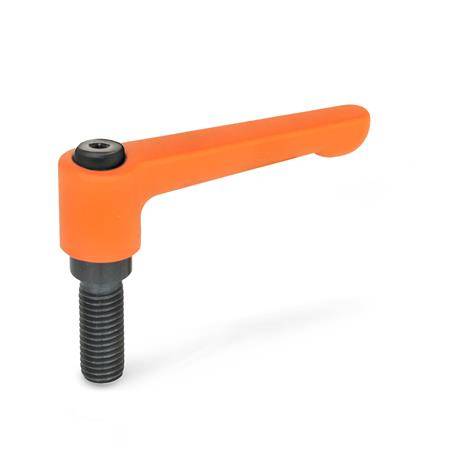 VERST.KLEMMHEBEL M.SCHRAUBE, GERADE AUSF., ORANGE