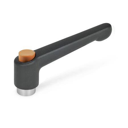 KLEMMHEBEL, EDELST., GRIFF SCHWARZ, KNOPF ORANGE