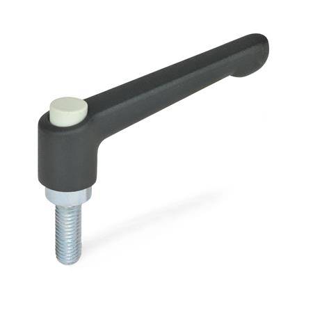 KLEMMHEBEL, GRIFF SCHWARZ, KNOPF GRAU