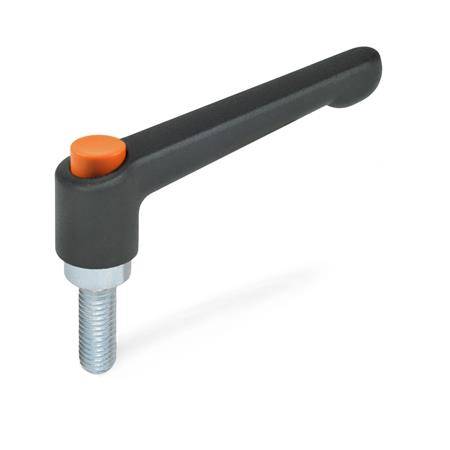KLEMMHEBEL, GRIFF SCHWARZ, KNOPF ORANGE