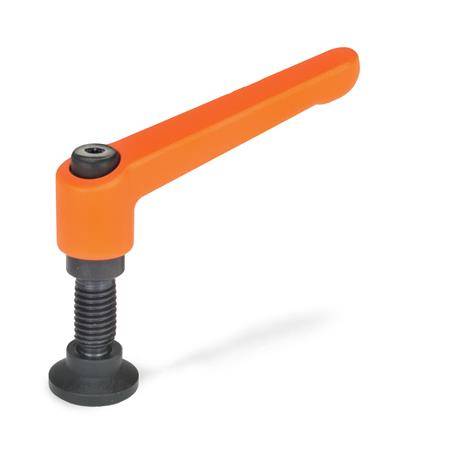VERSTELLBARER KLEMMHEBEL, KUGEL-ZAPFEN M. DRUCKST.