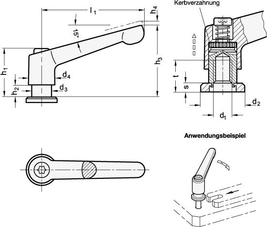 VERST. KLEMMHEBEL MIT SCHEIBE, SCHWARZ