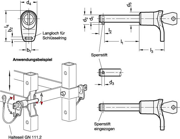 EDELSTAHL-STECKBOLZEN, ABSCHLIEßBAR