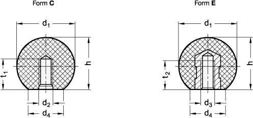 Kugelknopf Ø 20, M6 Form C - mit Kunststoffgewinde, Thermopl