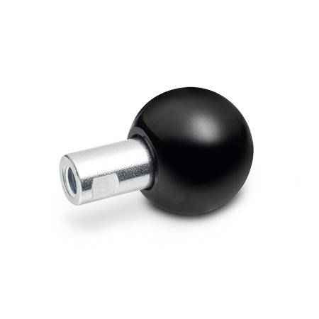 DREHB. KUGELKNOPF MIT INNENGEWINDE / SCHLÜSSELFL.